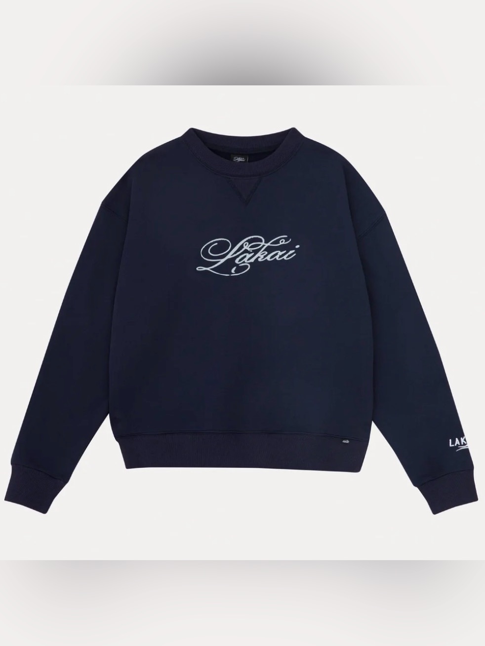 Nwt Lakai L Classic Script Logo Crewneck Sweatshirt In Navy- Purple Undertone
